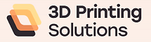 Logo von '3D Printing Solutions' mit stilisiertem, orange-schwarzem 3D-Drucker-Symbol neben dem Text, der die Dienstleistung des Unternehmens im Bereich 3D-Druck hervorhebt, platziert auf einem hellen Hintergrund.
